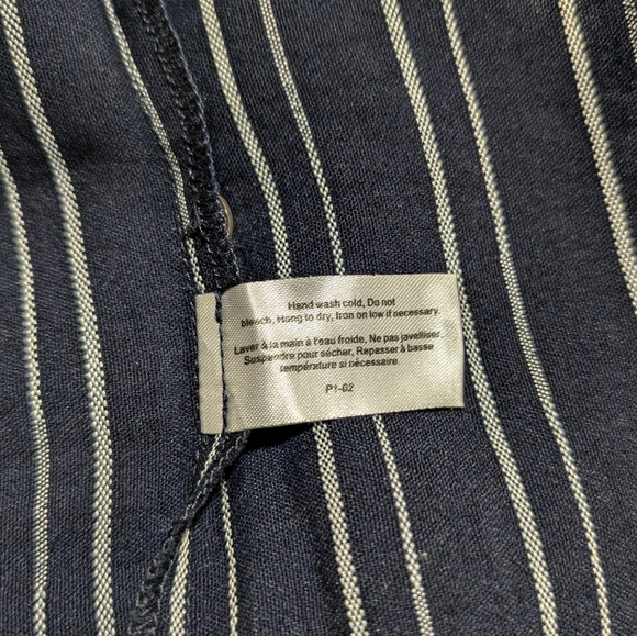 Monk & Lou Womens XS Blue Blouse White Stripe Button Up Short Sleeve Top - Picture 6 of 6